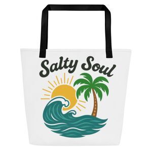SALTY SOUL ~ All-Over Print Large Tote Bag w/ Pocket